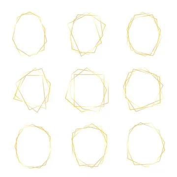 Set of Gold Geometric Luxury Frames. Vector Border Collection for Birthday,.. Stock Illustration