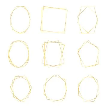 Set of Gold Geometric Luxury Frames. Vector Border Collection for Birthday,.. Stock Illustration