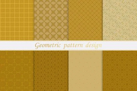 Set of gold geometric seamless pattern design modern Stock Illustration
