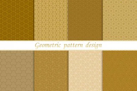 Set of gold geometric seamless pattern design modern Stock Illustration