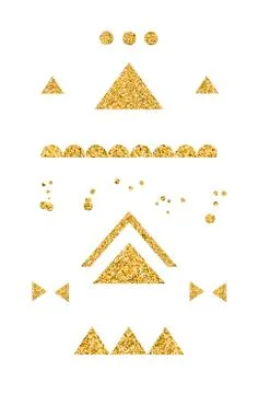 Set of gold glitter decorations. Vector. Isolated Stock Illustration