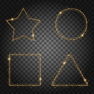 Set of gold glitter frames Stock Illustration