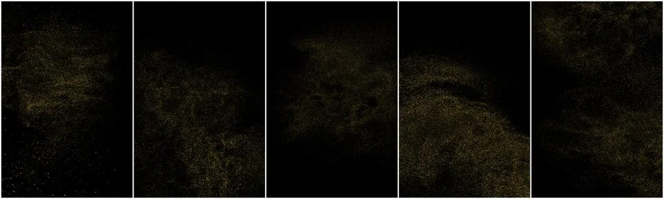 Set of Gold Glitter Texture Isolated on Black Background. Stock Illustration