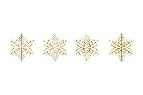 Set Gold glitter texture snowflake isolated on white background. Object for new Stock Illustration