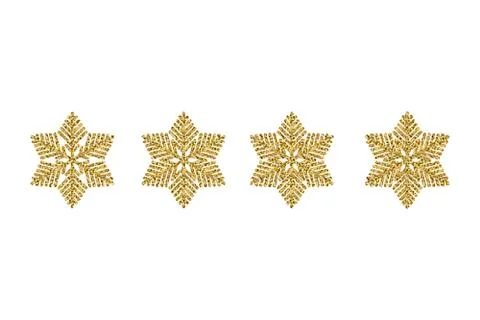 Set Gold glitter texture snowflake isolated on white background. Object for new Stock Illustration