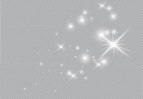 Set of gold glowing light effects isolated on transparent background. Glow light Stock-Illustration