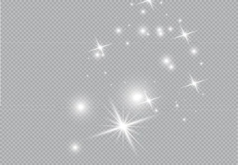 Set of gold glowing light effects isolated on transparent background. Glow light Stock Illustration
