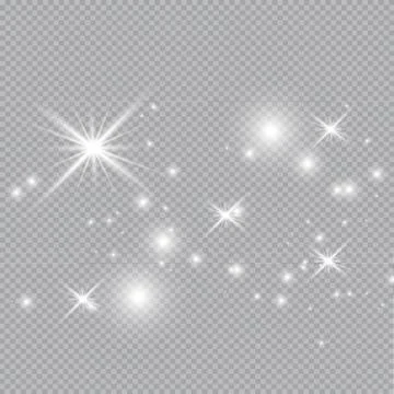 Set of gold glowing light effects isolated on transparent background. Glow light Stock Illustration