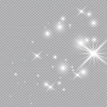 Set of gold glowing light effects isolated on transparent background. Glow light Illustrazione stock