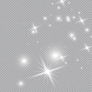 Set of gold glowing light effects isolated on transparent background. Glow light Stock Illustration