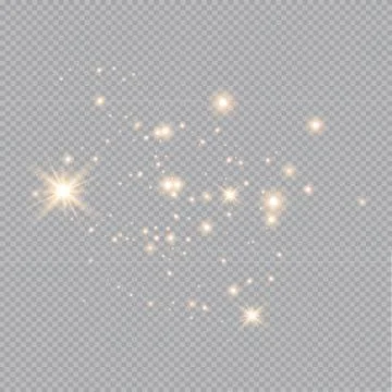 Set of gold glowing light effects isolated on transparent background. Glow light Stock Illustration