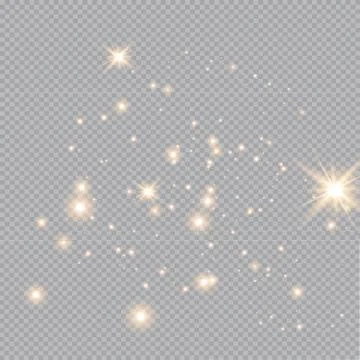 Set of gold glowing light effects isolated on transparent background. Glow light Stock Illustration