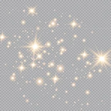 Set of gold glowing light effects isolated on transparent background. Glow light Stock Illustration
