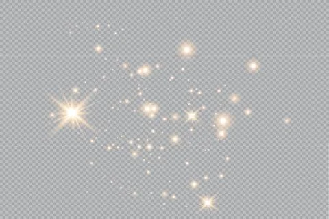 Set of gold glowing light effects isolated on transparent background. Glow light Illustrazione stock