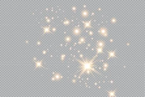 Set of gold glowing light effects isolated on transparent background. Glow light Stock Illustration