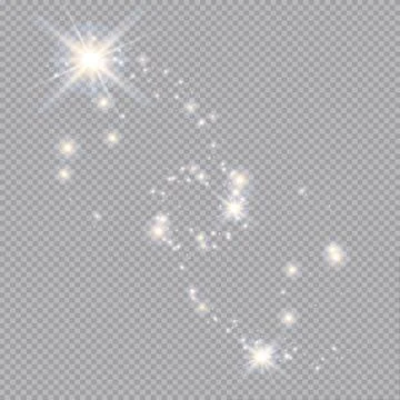 Set of gold glowing light effects isolated on transparent background. Glow light Stock Illustration