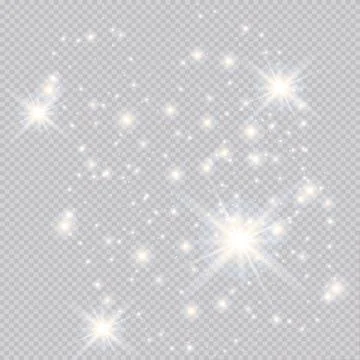 Set of gold glowing light effects isolated on transparent background. Glow light Stock Illustration