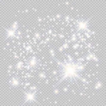 Set of gold glowing light effects isolated on transparent background. Glow light Stock Illustration
