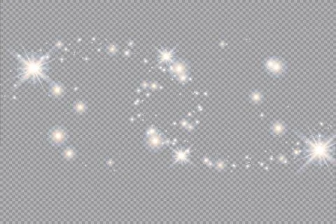 Set of gold glowing light effects isolated on transparent background. Glow light Stock Illustration