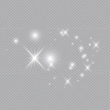Set of gold glowing light effects isolated on transparent background. Glow light Stock Illustration