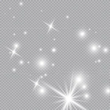Set of gold glowing light effects isolated on transparent background. Glow light Stock Illustration