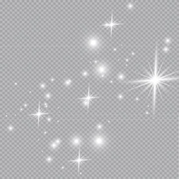 Set of gold glowing light effects isolated on transparent background. Glow light Stock Illustration
