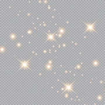 Set of gold glowing light effects isolated on transparent background. Glow light Stock Illustration