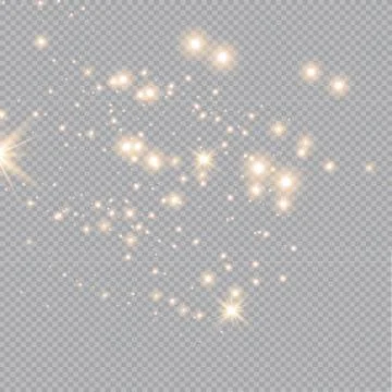 Set of gold glowing light effects isolated on transparent background. Glow light Stock Illustration