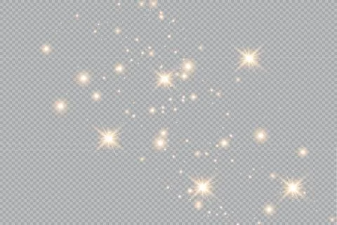 Set of gold glowing light effects isolated on transparent background. Glow light Stock Illustration
