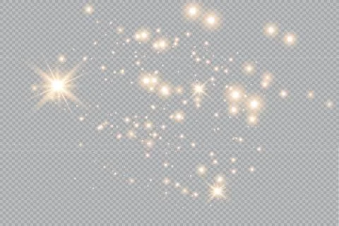 Set of gold glowing light effects isolated on transparent background. Glow light Stock-Illustration
