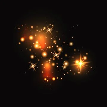 Set of gold glowing light effects isolated on dark background. Glow light effect 스톡 일러스트