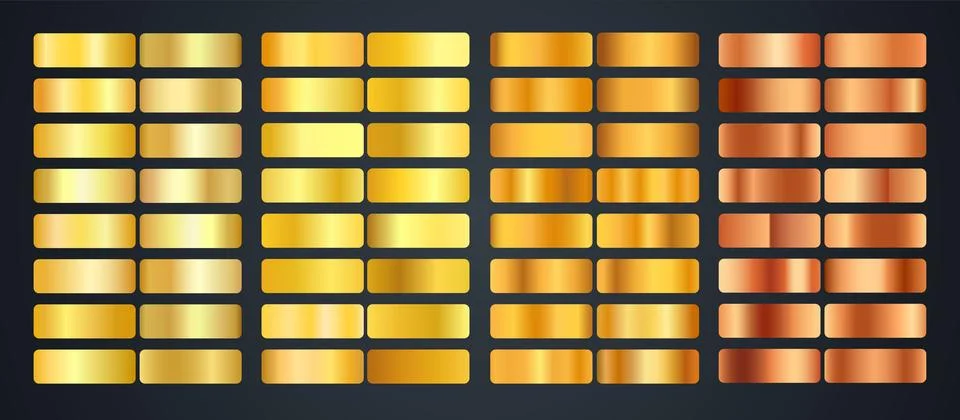 Set of gold gradient vector palette for background template Ilustración de archivo