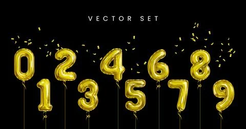 Set of gold isolated numbers. Stock Illustration
