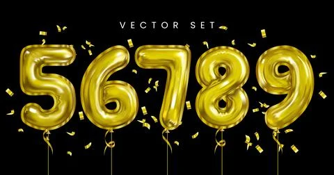 Set of gold isolated numbers. Stock Illustration