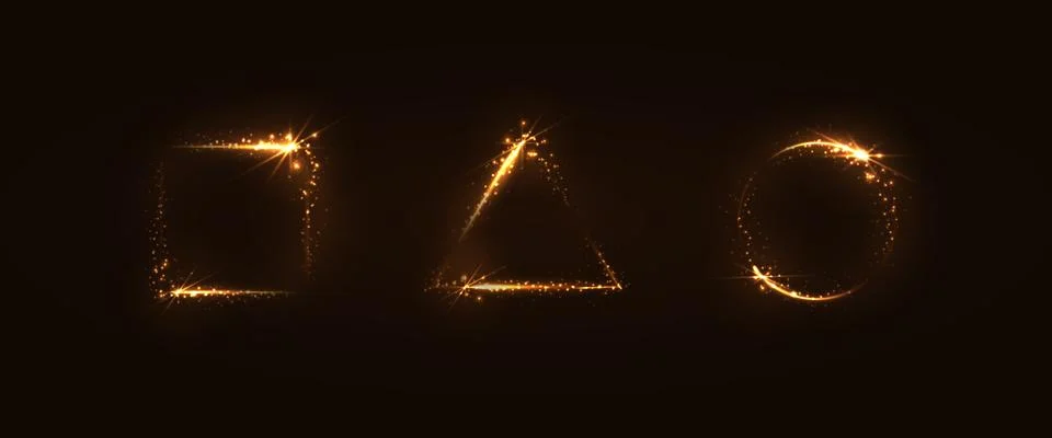 Set of gold luminous frames. イラスト素材