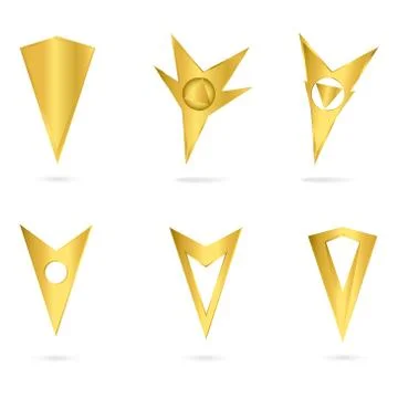 Set gold markers to map Ilustração Stock