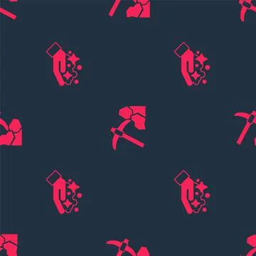 Set Gold mine and mining on seamless pattern. Vector Stock Illustration