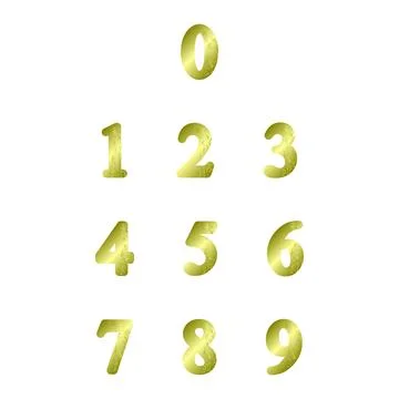A set of gold numbers with a gold pattern. Gold gradient. White background. Stockillustratie