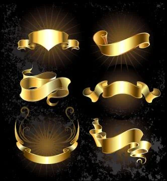 Set of gold ribbons set Stock Illustration