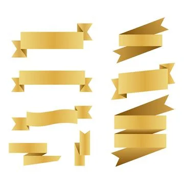 Set of gold ribbon.Vector banners of different shapes. Vector illustration Stock Illustration