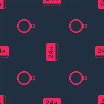 Set Gold ring and bars 24k on seamless pattern. Vector Stock Illustration