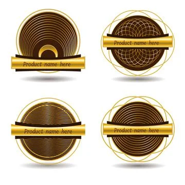 Set of gold round labels 스톡 일러스트