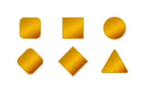 Set of gold shape badges collection design vector isolated on white backgroun Illustrazione stock