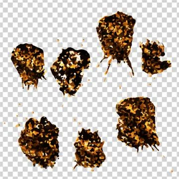 Set of gold splash on white background vector illustration. Ink splash isolat 스톡 일러스트
