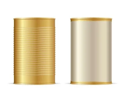 Set of Gold Tin Cans. Vector Stock-Illustration