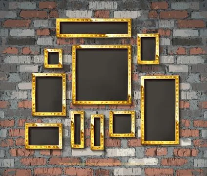 Set of gold vintage frames Illustrazione stock