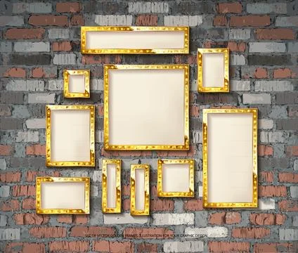 Set of gold vintage frames Illustrazione stock