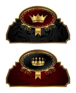 Set gold vintage labels with crown Illustrazione stock