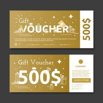 Set of gold voucher. Illustrazione stock
