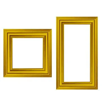 Set of Gold Wooden Frames Stock Illustration